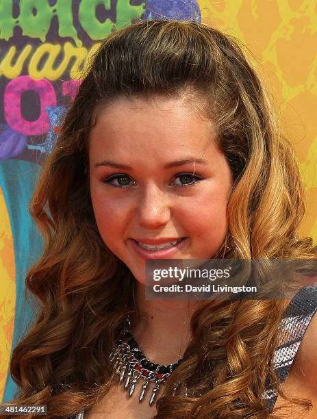 Actress Brec Bassinger attends Nickelodeon's 27th Annual Kids' Choice Awards at USC Galen Center on March 29, 2014 in Los Angeles, California.