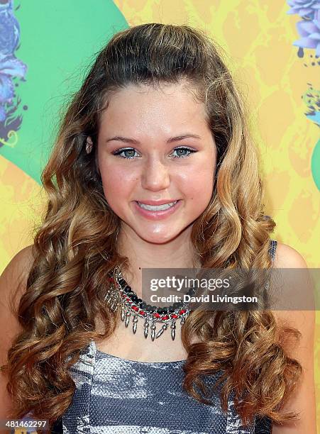 Actress Brec Bassinger attends Nickelodeon's 27th Annual Kids' Choice Awards at USC Galen Center on March 29, 2014 in Los Angeles, California.