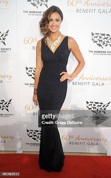 Katie Cleary arrives at The Humane Society Of The United States 60th anniversary benefit gala at The Beverly Hilton Hotel on March 29, 2014 in...