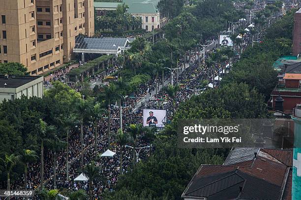 Over two hundred thousand protesters rally on March 30, 2014 in Taipei, Taiwan. Taiwanese student protesters opposing the contentious cross-strait...