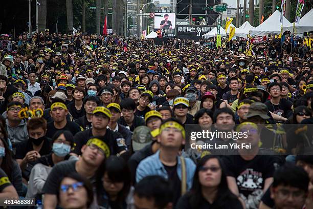 Over two hundred thousand protesters rally on March 30, 2014 in Taipei, Taiwan. Taiwanese student protesters opposing the contentious cross-strait...