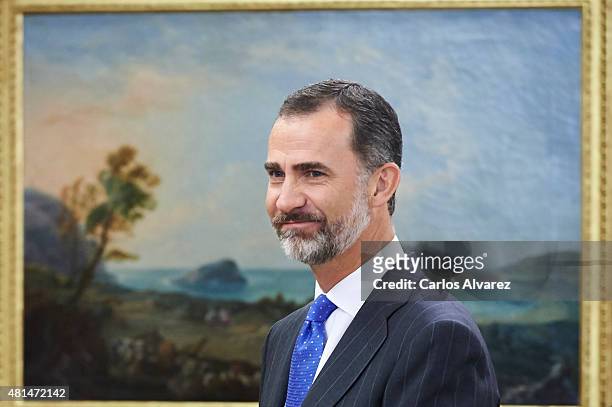 King Felipe VI of Spain attends several audiences at the Zarzuela Palace on July 21, 2015 in Madrid, Spain.
