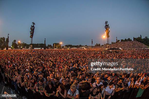 Audience during the concert of the Australian hard rock band AC/DC at Autodromo Enzo e Dino Ferrari. Imola , 9th July 2015