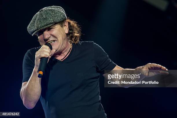 The British singer Brian Johnson, frontman of the Australian hard rock band AC/DC, live in concert at the Autodromo Enzo e Dino Ferrari. Imola , 9th...