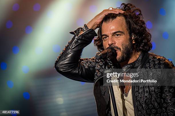 The Italian singer Francesco Renga live in concert. Real Time Extra Tour, Mercati Generali, Estath Market Sound. Milan , 10th July 2015.