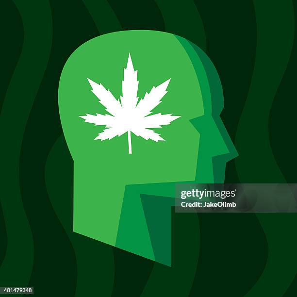 profile marijuana stylized - marijuana herbal cannabis stock illustrations
