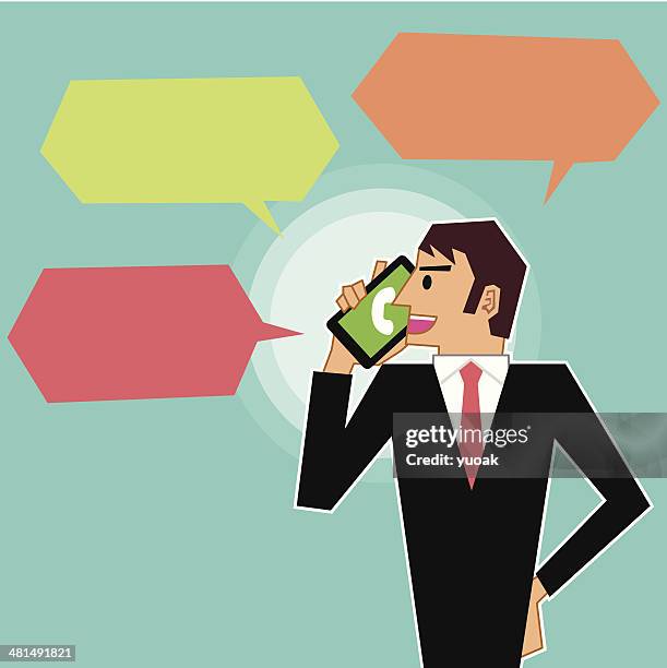 calling on smartphone - man touch screen stock illustrations