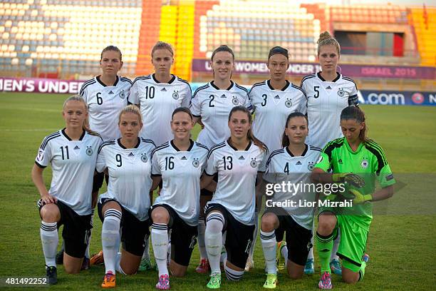 Group picture of Germany before the UEFA Women's Under-19 European Championship group stage match between U19 Spain and U19 Germany at Rishon LeZion...