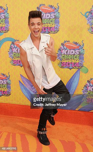 Recording artist Luca Hanni attends Nickelodeon's 27th Annual Kids' Choice Awards held at USC Galen Center on March 29, 2014 in Los Angeles,...