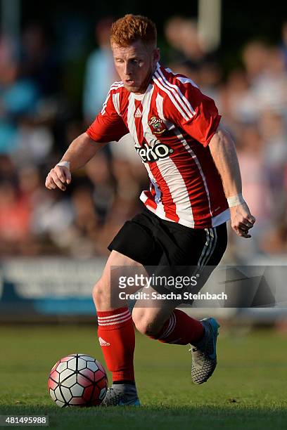 Harrison Reed of Southampton runs with the ball during the friendly match between KVV Quick 1920 and FC Southampton at Sportpark De Vondersweijde on...