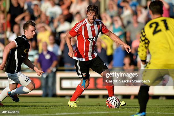 Jay Rodriguez of Southampton vies for the ball during the friendly match between KVV Quick 1920 and FC Southampton at Sportpark De Vondersweijde on...