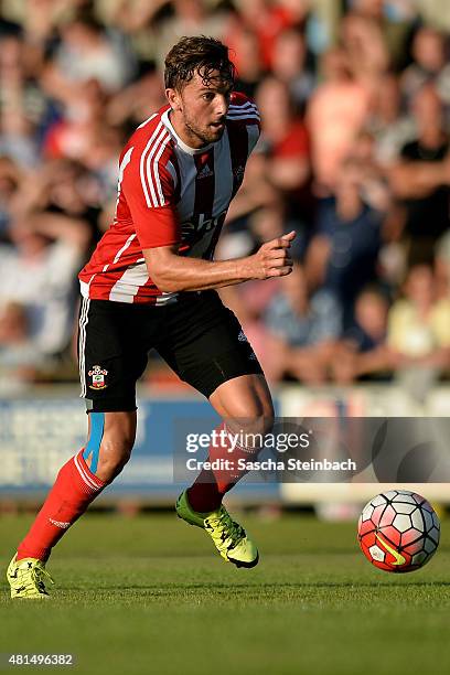 Jay Rodriguez of Southampton runs with the ball during the friendly match between KVV Quick 1920 and FC Southampton at Sportpark De Vondersweijde on...