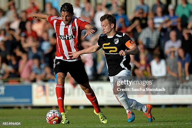 Jay Rodriguez of Southampton vies for the ball during the friendly match between KVV Quick 1920 and FC Southampton at Sportpark De Vondersweijde on...