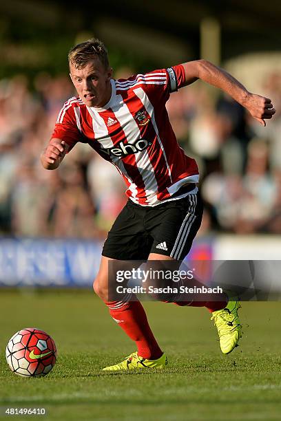 Steven Davis of Southampton runs with the ball during the friendly match between KVV Quick 1920 and FC Southampton at Sportpark De Vondersweijde on...