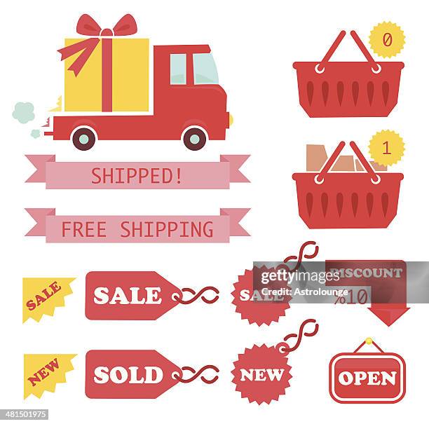 online shopping - buy online pick up in store stock illustrations