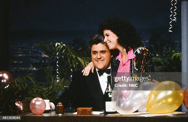 Pictured: Guest host Jay Leno and wife Mavis Leno on December 31, 1990 --