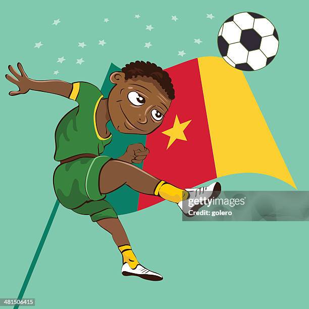 ilustrações de stock, clip art, desenhos animados e ícones de camarões soccerboy - bandeira dos camarões