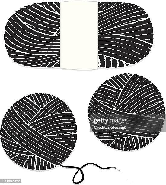 stilisierte skein und kugeln aus garn und symbole - garnbündel stock-grafiken, -clipart, -cartoons und -symbole