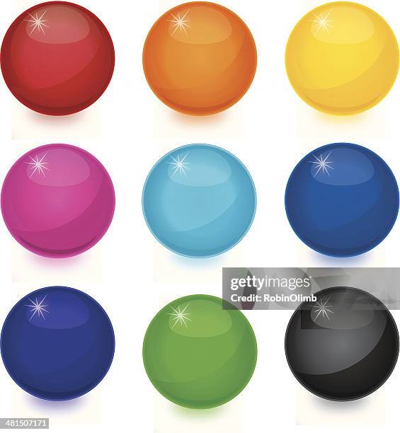 glass globes set - playing marbles stock illustrations