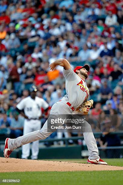 Michael Wacha of the St. Louis Cardinals pitches against the Chicago White Sox during the first inning at U.S. Cellular Field on July 21, 2015 in...