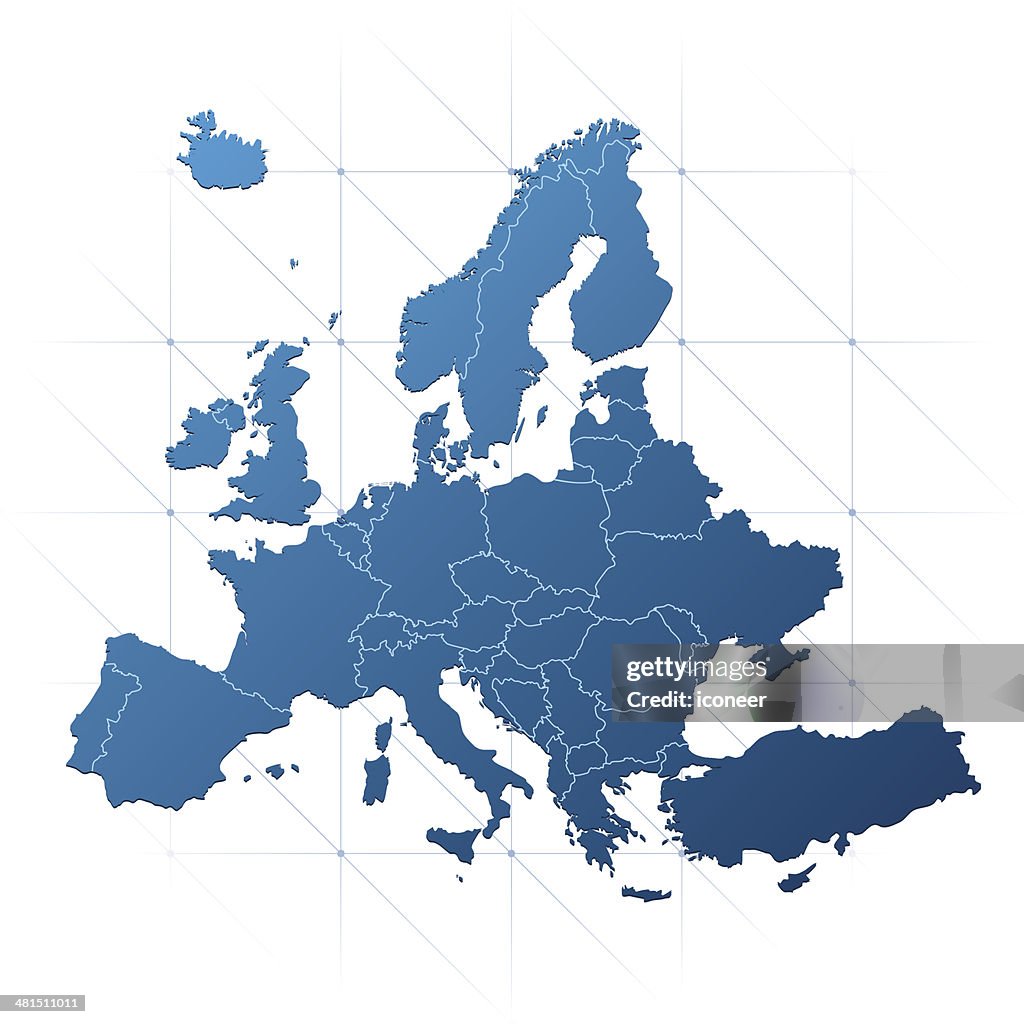 European Map Blue Simple Europe Map Blue High-Res Vector Graphic - Getty Images