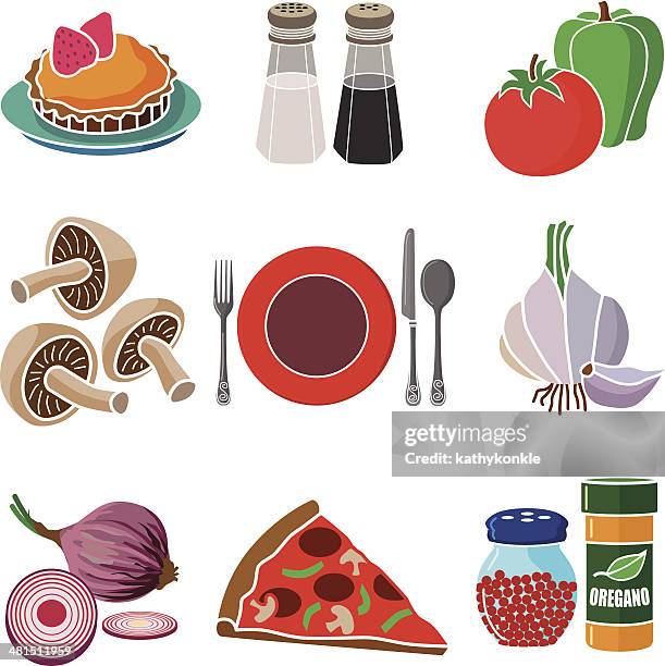 italian restaurant icon set - oregano stock illustrations