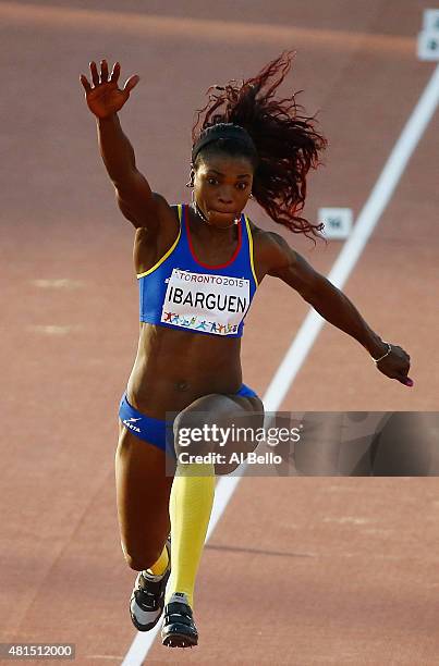 Caterine Ibarguen of Columbia competes in the Women's triple jump at the Pan Am Games on July 21, 2015 in Toronto, Canada.