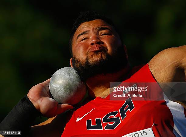 Jonathan Jones of the USA competes in the Men's shotput at the Pan Am Games on July 21, 2015 in Toronto, Canada.