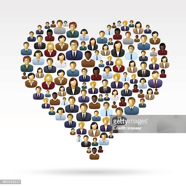 heart shape business people - customer appreciation stock illustrations