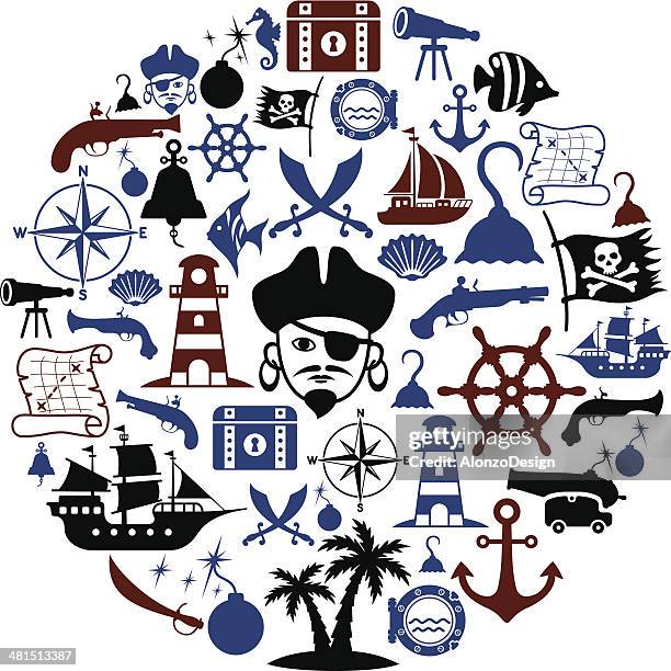 pirate collage - pirate flag stock illustrations