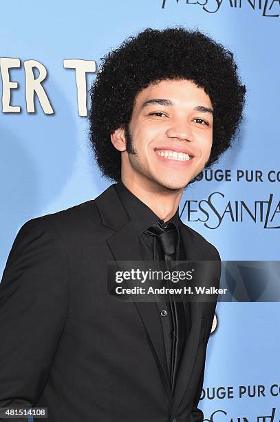 Justice Smith attends the "Paper Towns" New York Premiere at AMC Loews Lincoln Square on July 21, 2015 in New York City.