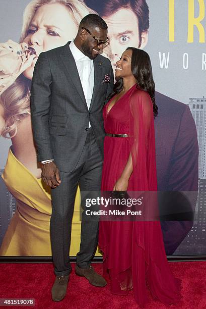 LeBron James and wife Savannah Brinson attend the "Trainwreck" New York Premiere at Alice Tully Hall on July 14, 2015 in New York City.
