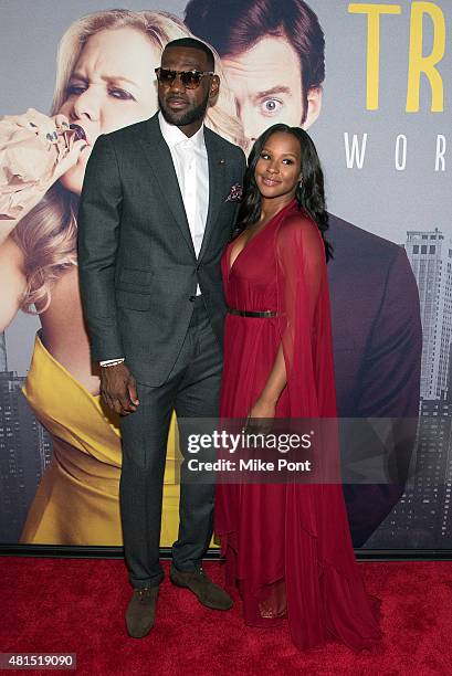 LeBron James and wife Savannah Brinson attend the "Trainwreck" New York Premiere at Alice Tully Hall on July 14, 2015 in New York City.