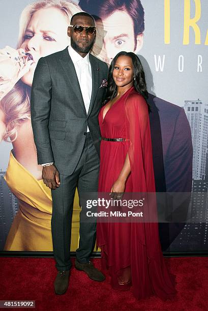 LeBron James and wife Savannah Brinson attend the "Trainwreck" New York Premiere at Alice Tully Hall on July 14, 2015 in New York City.