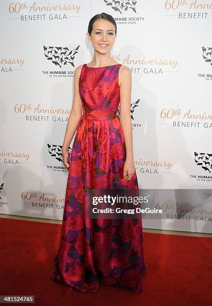 Actress Emma Fuhrmann arrives at The Humane Society Of The United States 60th anniversary benefit gala at The Beverly Hilton Hotel on March 29, 2014...