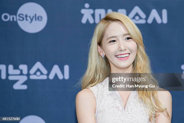 Yoona of South Korean girl group Girls' Generation attends the OnStyle 'Channel SNSD' Press Conference at Imperial Palace Hotel on July 21, 2015 in...