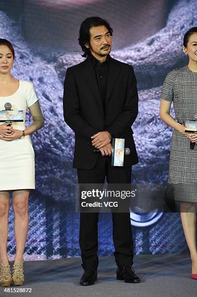 Actor Takeshi Kaneshiro attends "The Crossing Part 2" press conference on July 22, 2015 in Beijing, China.