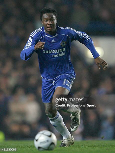 John Obi Mikel of Chelsea in action during the Carling Cup Quarter Final match between Chelsea and Liverpool at Stamford Bridge on December 19, 2007...