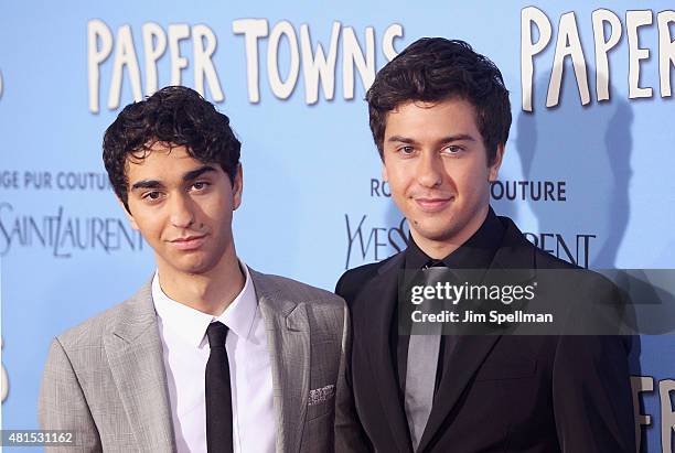 Actors Alex Wolff and Nat Wolff attend the "Paper Towns" New York premiere at AMC Loews Lincoln Square on July 21, 2015 in New York City.