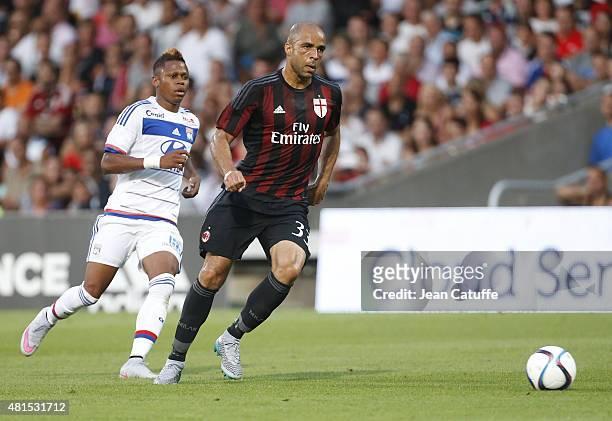 Alex Rodrigo Dias da Costa of AC Milan in action during the friendly match between Olympique Lyonnais and AC Milan at Stade de Gerland on July 18,...