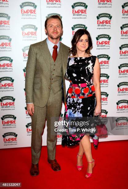 Simon Pegg with his wife Maureen attend the Jameson Empire Awards 2014 at the Grosvenor House Hotel on March 30, 2014 in London, England. Regarded as...