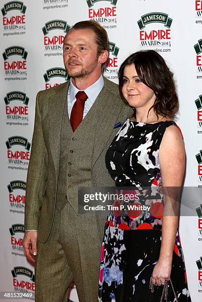 Simon Pegg with his wife Maureen attend the Jameson Empire Awards 2014 at the Grosvenor House Hotel on March 30, 2014 in London, England. Regarded as...