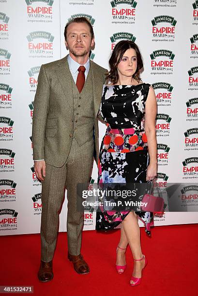 Simon Pegg with his wife Maureen attend the Jameson Empire Awards 2014 at the Grosvenor House Hotel on March 30, 2014 in London, England. Regarded as...