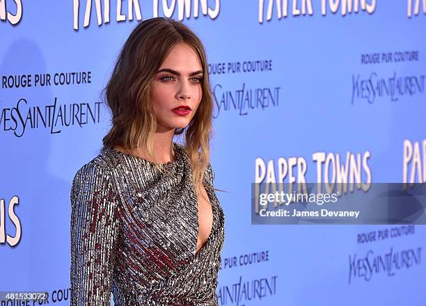 Cara Delevingne attends the "Paper Towns" New York Premiere at AMC Loews Lincoln Square on July 21, 2015 in New York City.