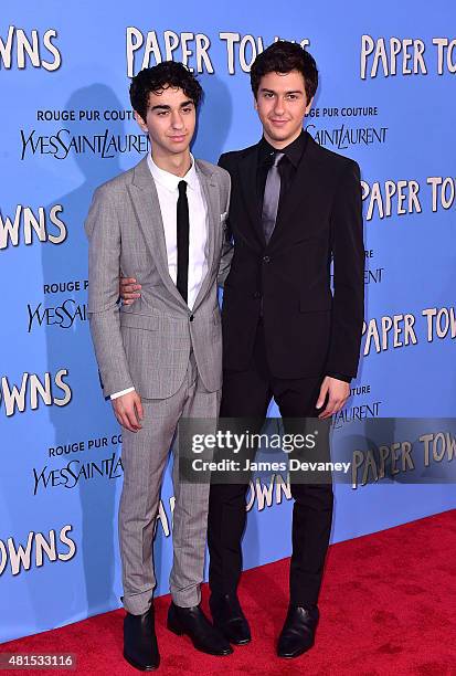 Alex Wolff and Nat Wolff attend the "Paper Towns" New York Premiere at AMC Loews Lincoln Square on July 21, 2015 in New York City.