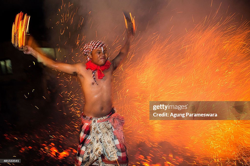 Balinese Fire Ritual Held On Eve Of Nyepi