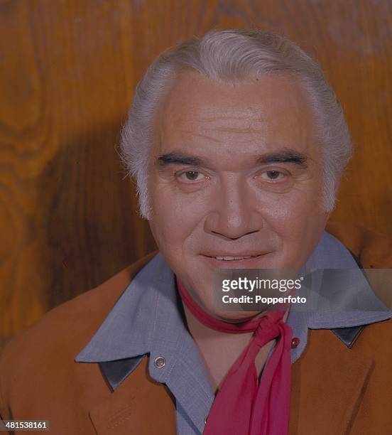 Canadian actor and musician Lorne Greene posed on the set of the 'Hippodrome Show' on television in 1968.