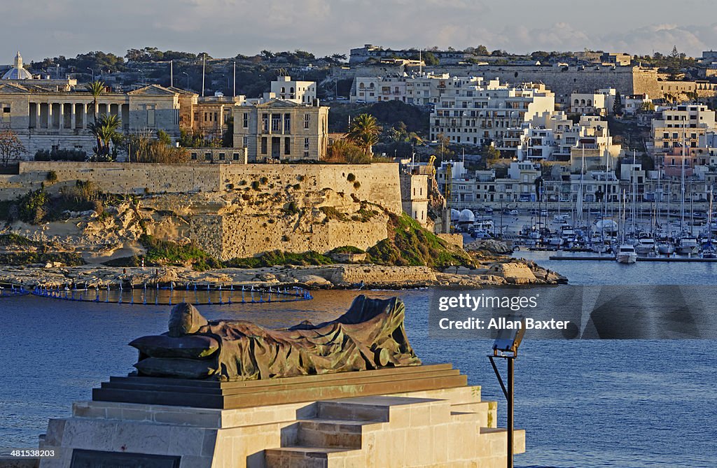 Rinella Bay from Valletta peninsula