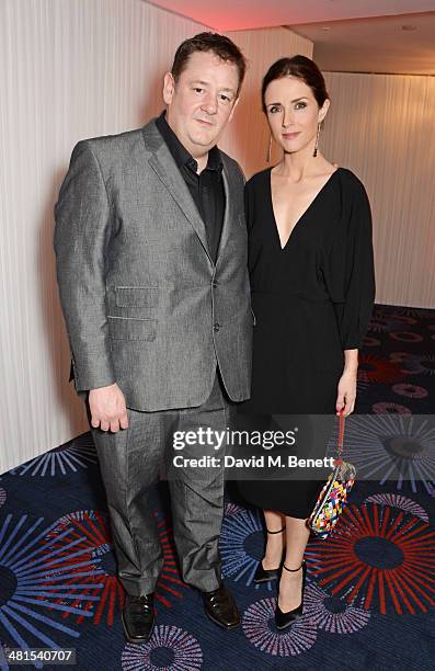 Johnny Vegas and Maia Dunphy arrive at the Jameson Empire Awards 2014 at The Grosvenor House Hotel on March 30, 2014 in London, England.