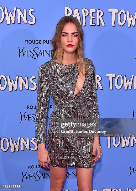 Cara Delevingne attends the "Paper Towns" New York Premiere at AMC Loews Lincoln Square on July 21, 2015 in New York City.